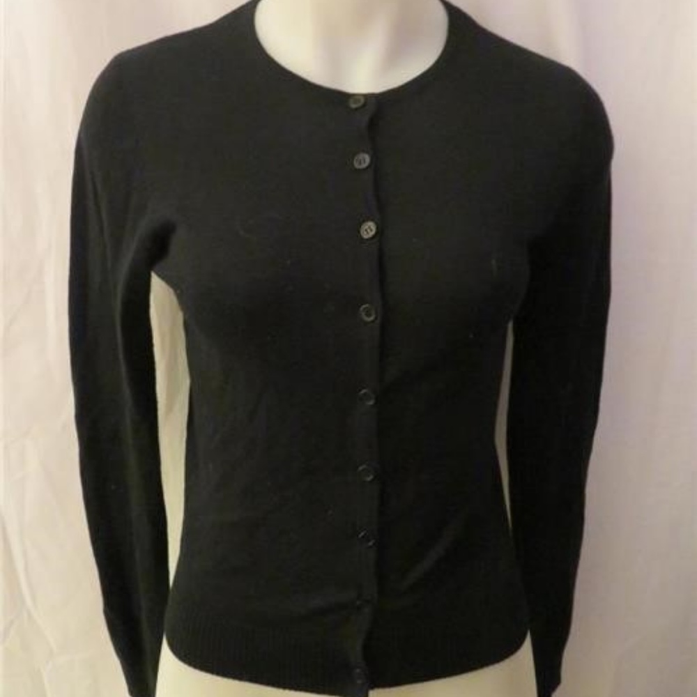 TEASPOON BLACK FITTED THIN CARDIGAN SWEATER M *